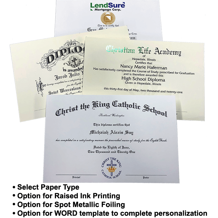 Grade School Diploma Printing