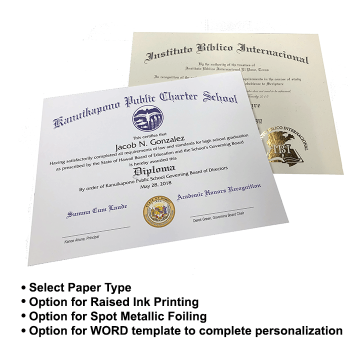 High School Diploma Printing