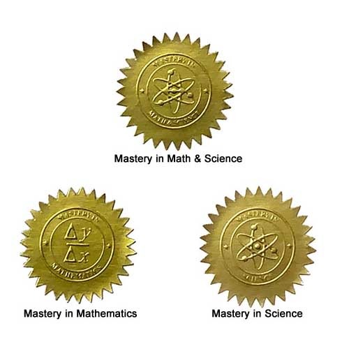 Mastery in Math and Science Seals