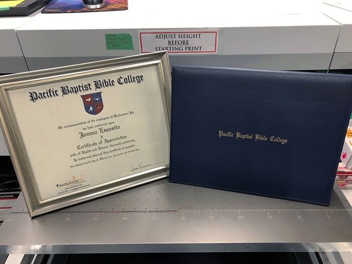 Bible College Diploma Printing