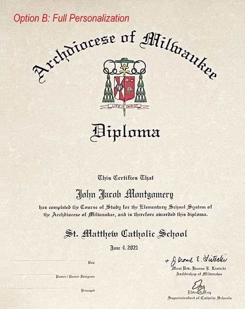 Milwaukee Archdiocese Diplomas Option B