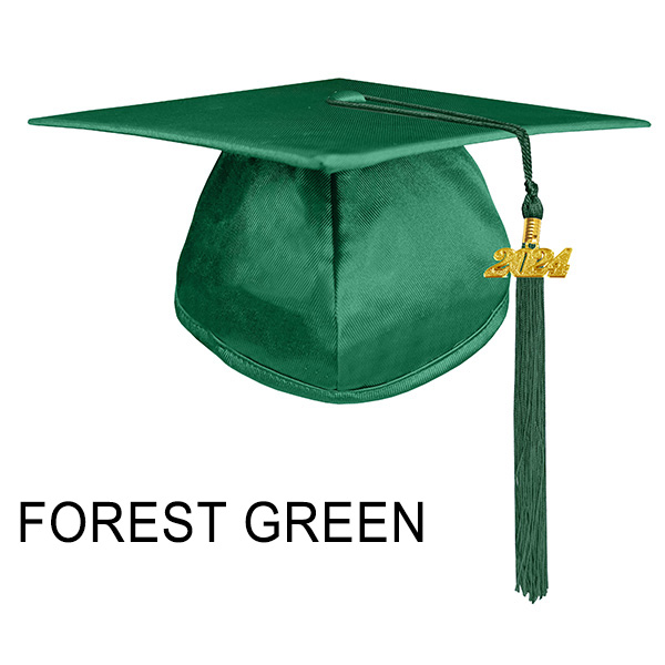 Shiny Forest Green Graduation Cap