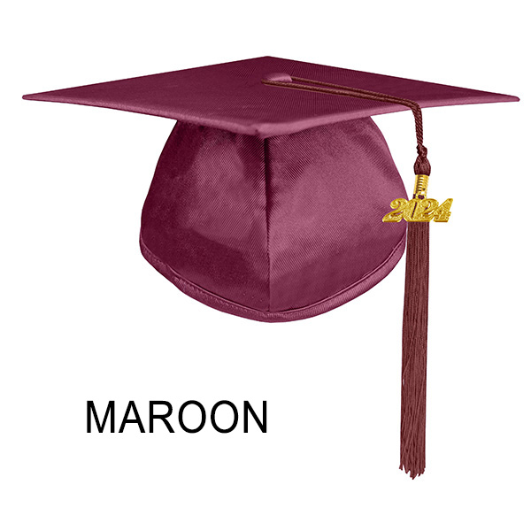 Shiny Maroon Graduation Cap