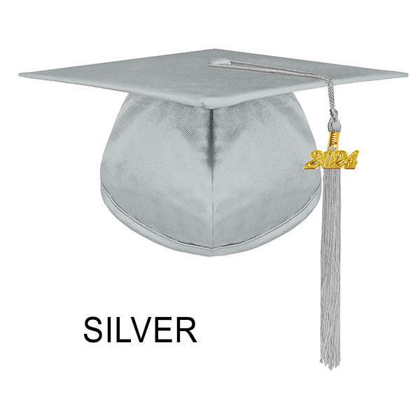 Shiny Silver Graduation Cap