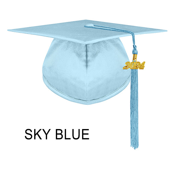 Shiny Sky Blue Graduation Cap