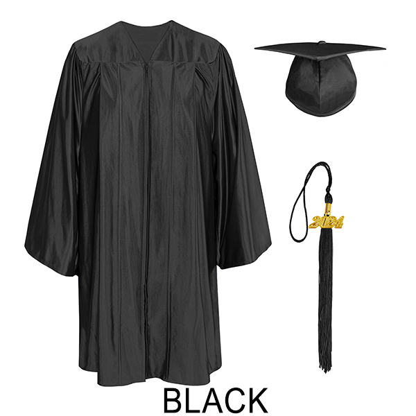 Shiny Black Kindergarten Cap and Gown Set