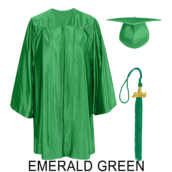 Shiny Emerald Green Kindergarten Cap and Gown Set