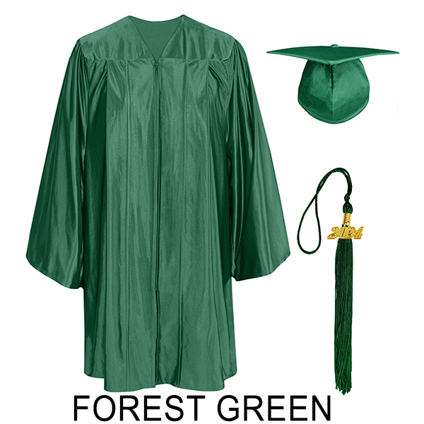 Shiny Forest Green Kindergarten Cap and Gown Set