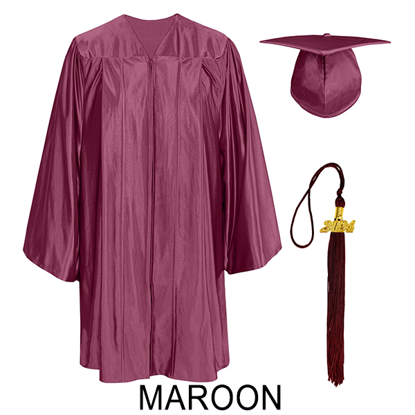 Shiny Maroon Kindergarten Cap and Gown Set