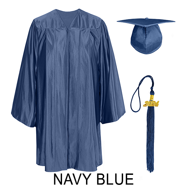 Shiny Navy Blue Kindergarten Cap and Gown Set