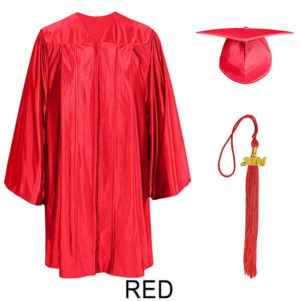 Shiny Red Kindergarten Cap and Gown Set