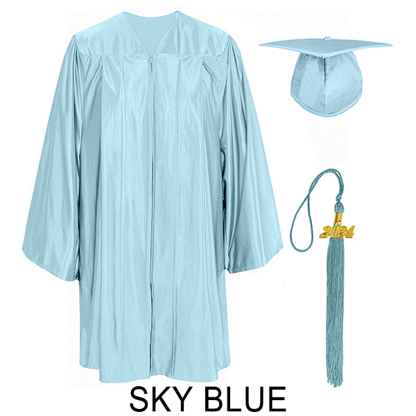 Shiny Sky Blue Kindergarten Cap and Gown Set