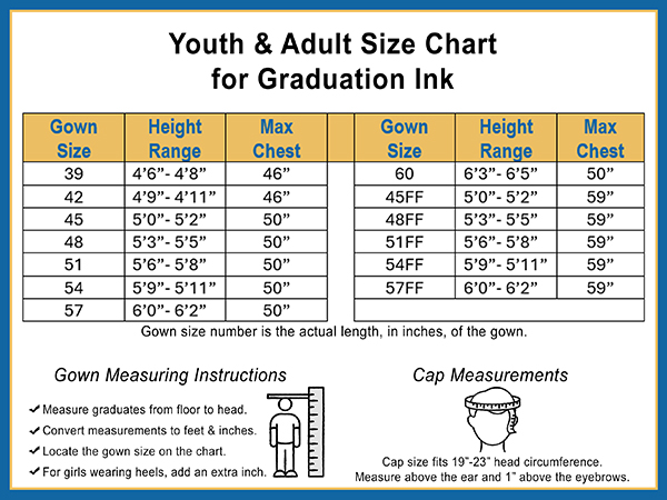 Graduation Gown Size Chart