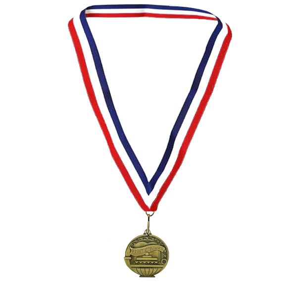 Gold Perfect Attendance Medal and Ribbon