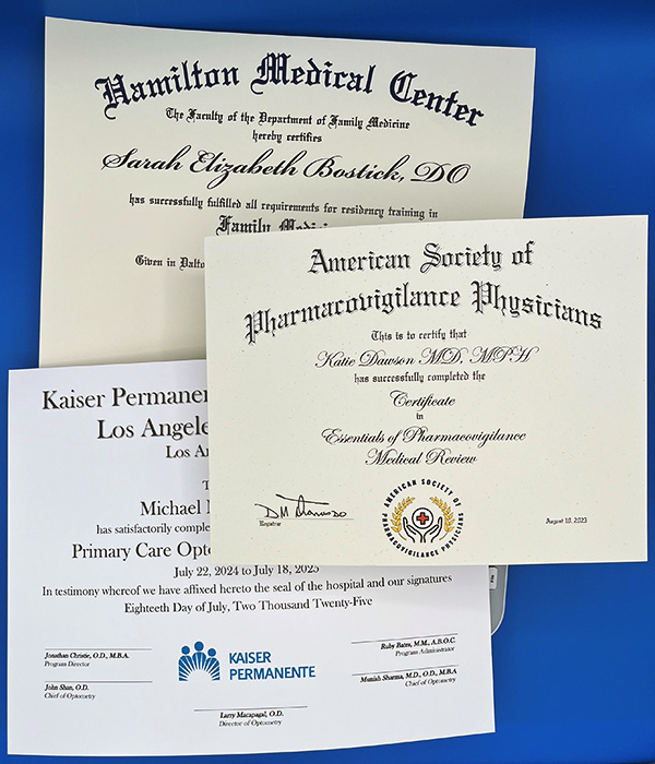 Hospital Residency Diploma Covers and Sheets